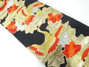 アンティーク　鶴に楓模様織出し袋帯（材料）